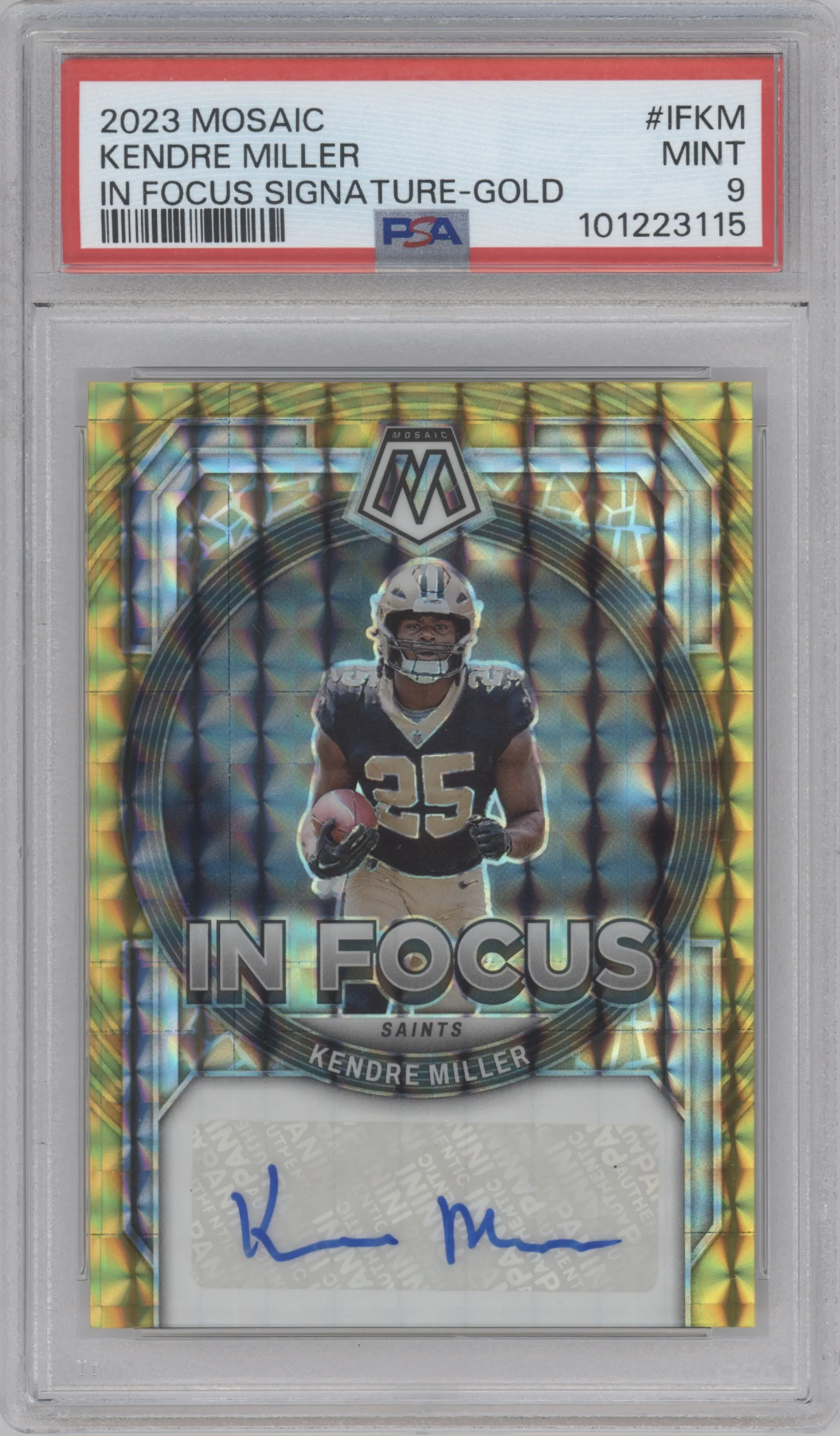 2023 Panini Mosaic In Focus Sig. Kendre Miller Gold #IF-KM PSA 9