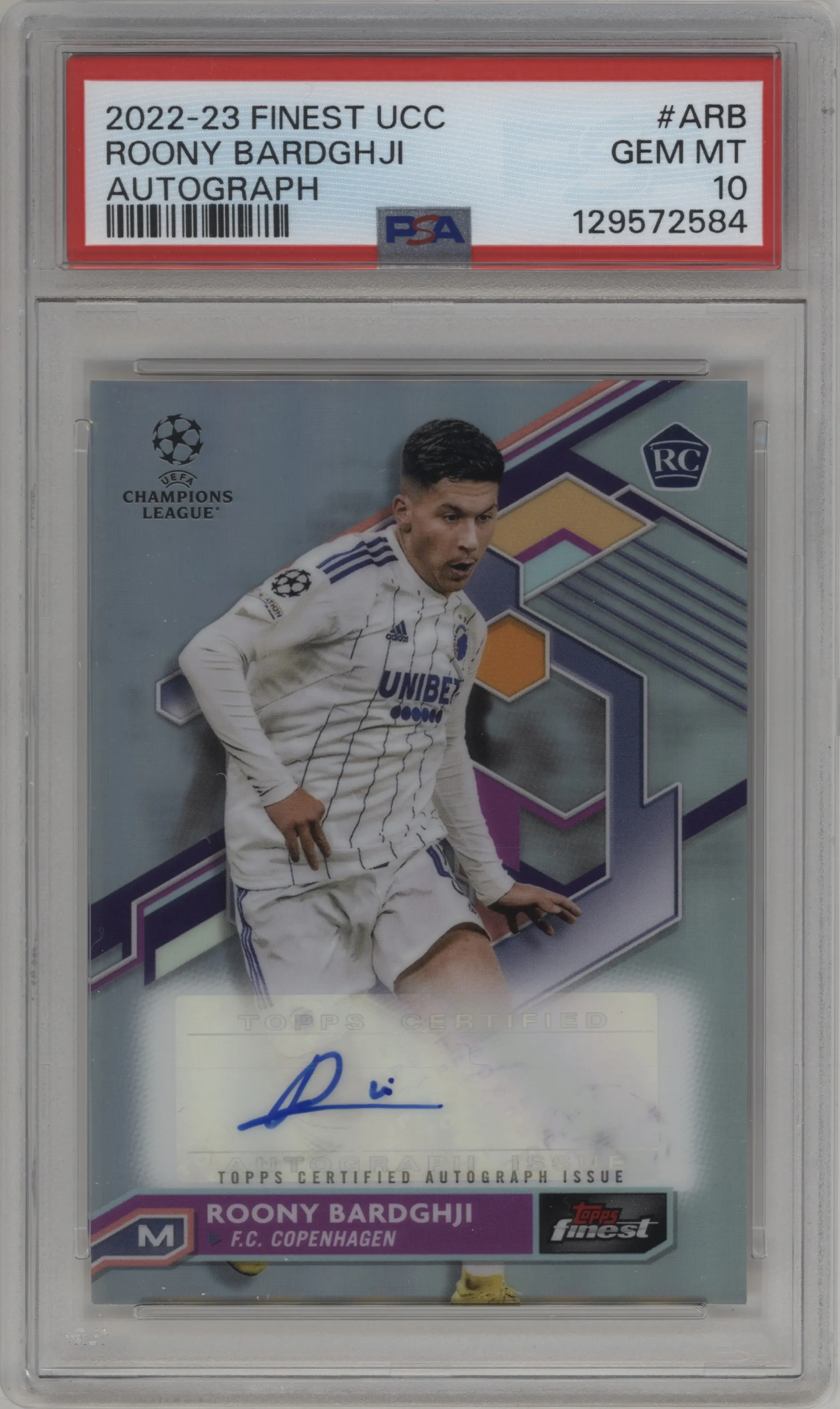 2022 Topps Finest UEFA Club Competitions Auto Roony Bardghji #A-RB PSA 10