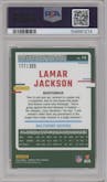 Lamar Jackson from the 2023 Donruss Optic set featuring a Wave  parallel graded by PSA and given an overall grade of 10.