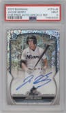 Jacob Berry from the 2023 Bowman  set featuring a Speckle Refractor parallel graded by PSA and given an overall grade of 9.