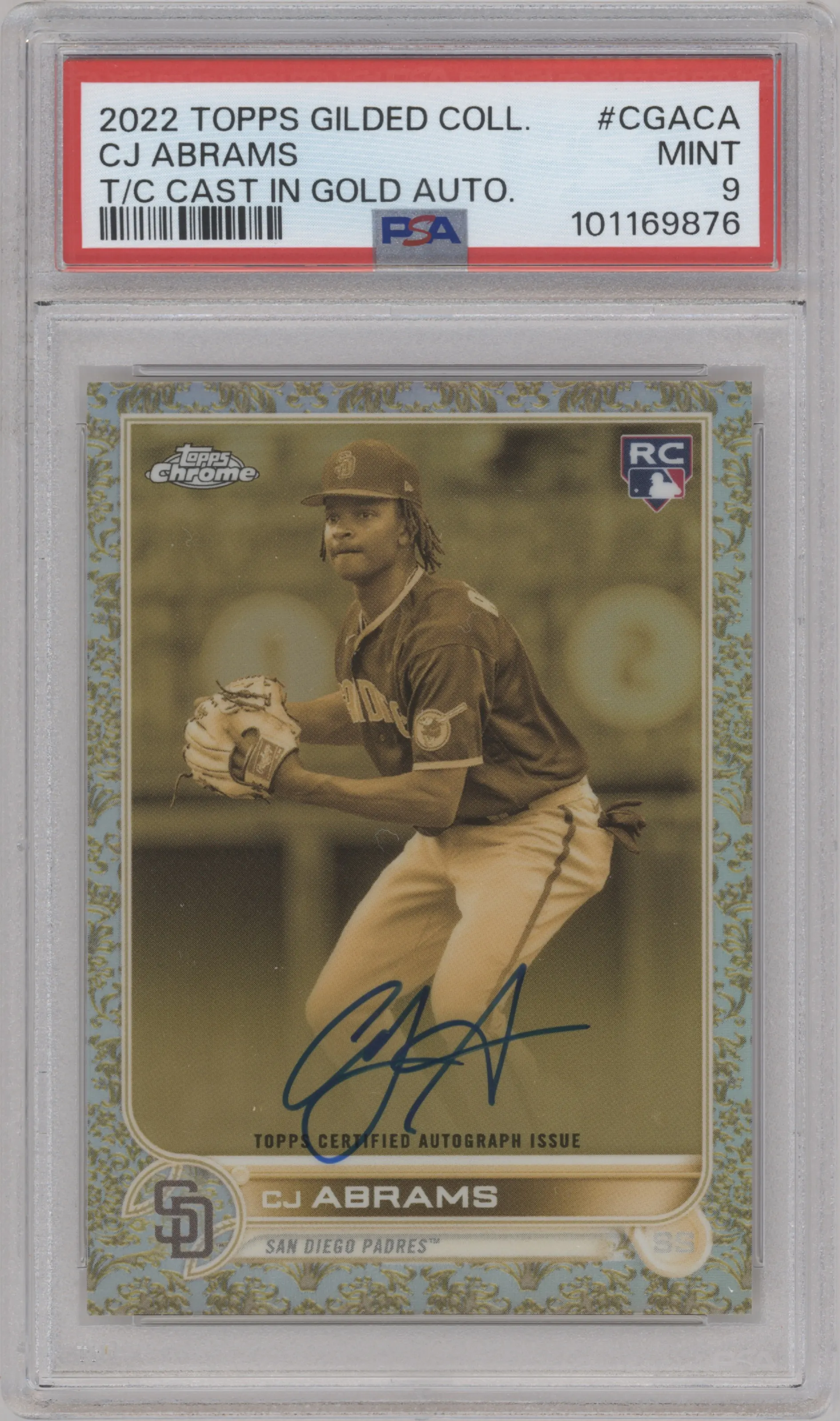 CJ Abrams from the 2022 Topps Gilded Collection set graded by PSA and given an overall grade of 9.