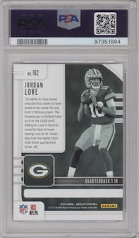 Jordan Love from the 2020 Panini Absolute set graded by PSA and given an overall grade of 10.