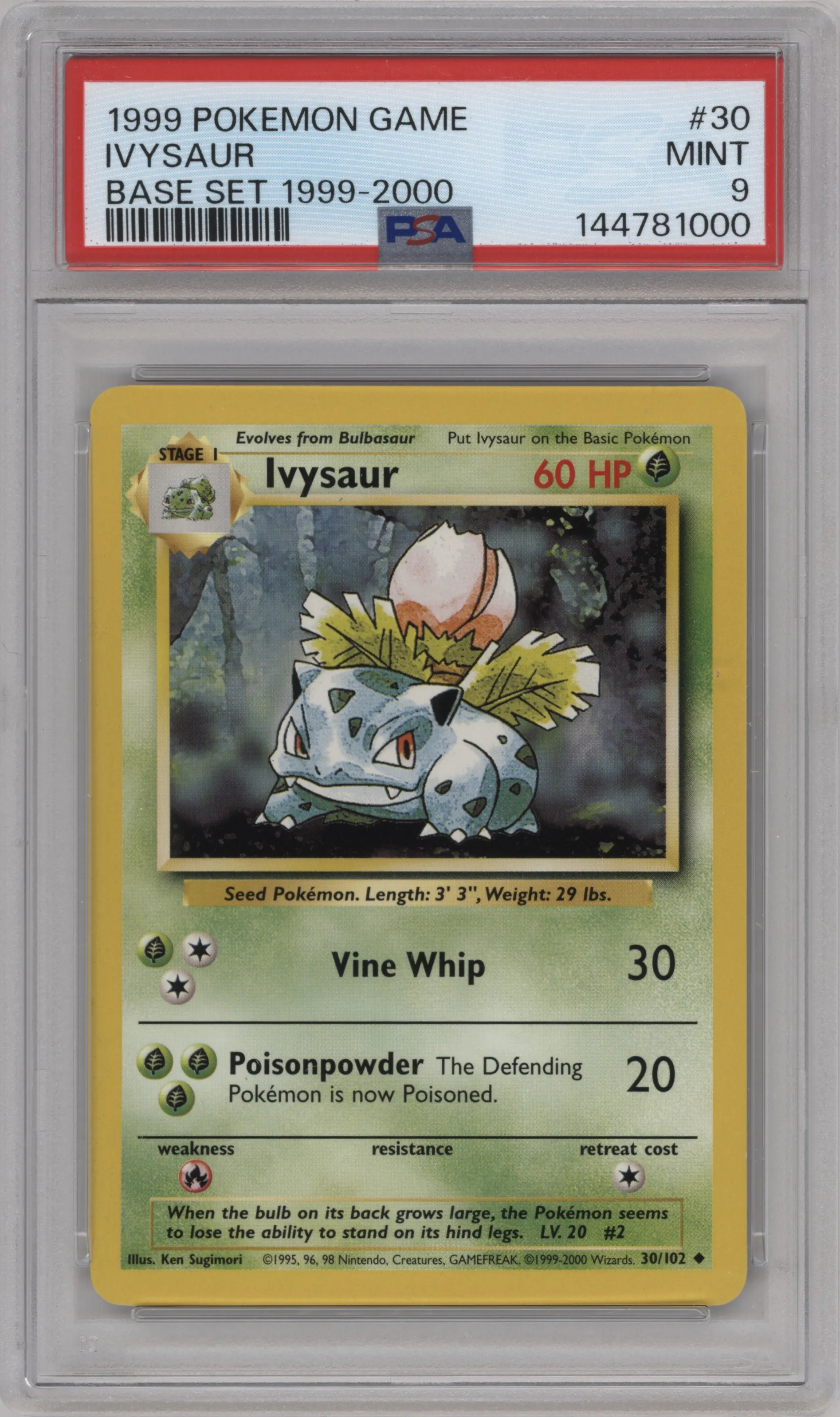 1999 Pokemon Base Set Ivysaur 1999-2000 #30 PSA 9