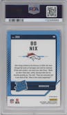 Bo Nix from the 2024 Donruss set featuring a Pink parallel graded by PSA and given an overall grade of 9.