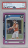 Bo Nix from the 2024 Donruss set featuring a Pink parallel graded by PSA and given an overall grade of 9.
