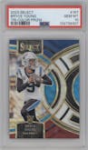 Bryce Young from the 2023 Panini Select set featuring a Tri-Color Prizm parallel graded by PSA and given an overall grade of 10.
