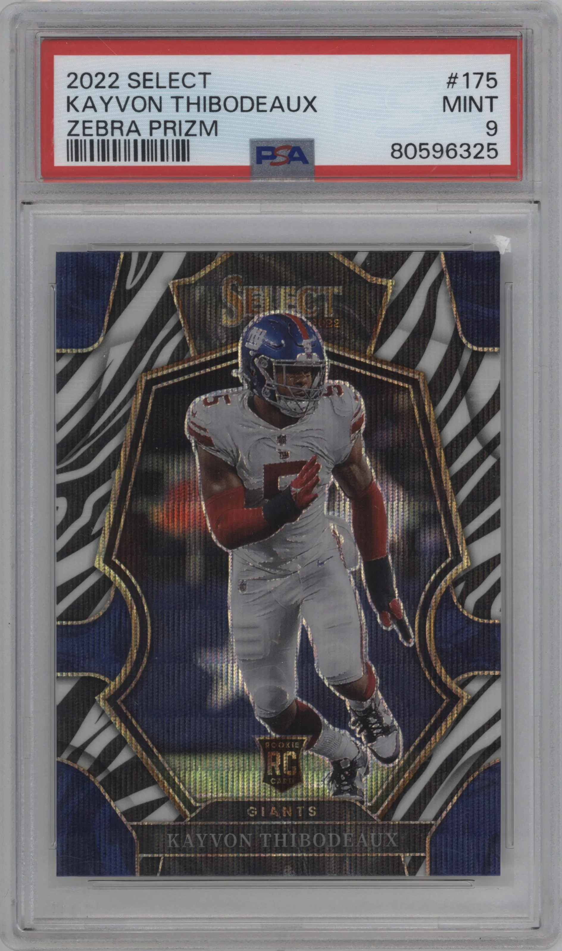 2022 Panini Select Pre.Lvl. Kayvon Thibodeaux Zebra #175 PSA 9