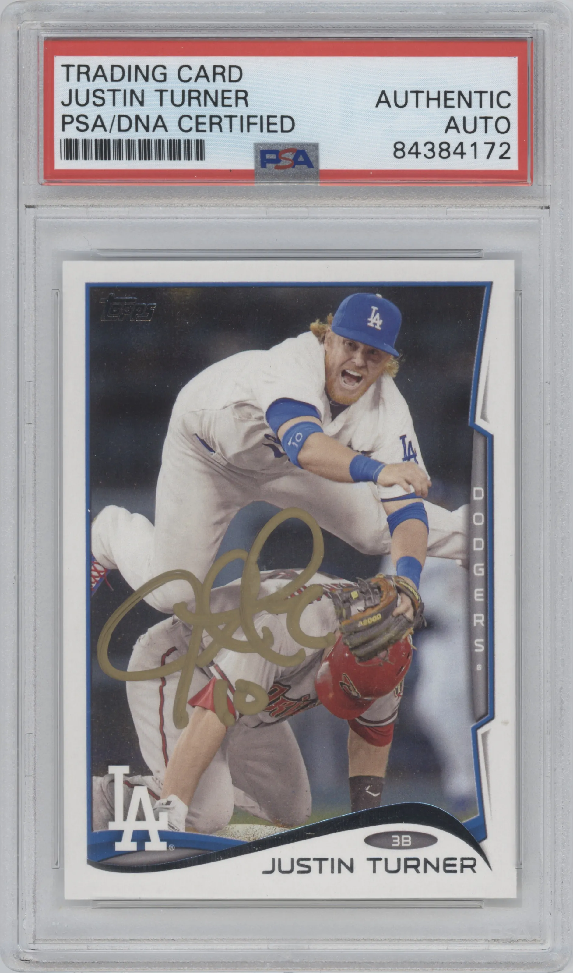 Justin Turner from the 2014 Topps Update set graded by PSA.