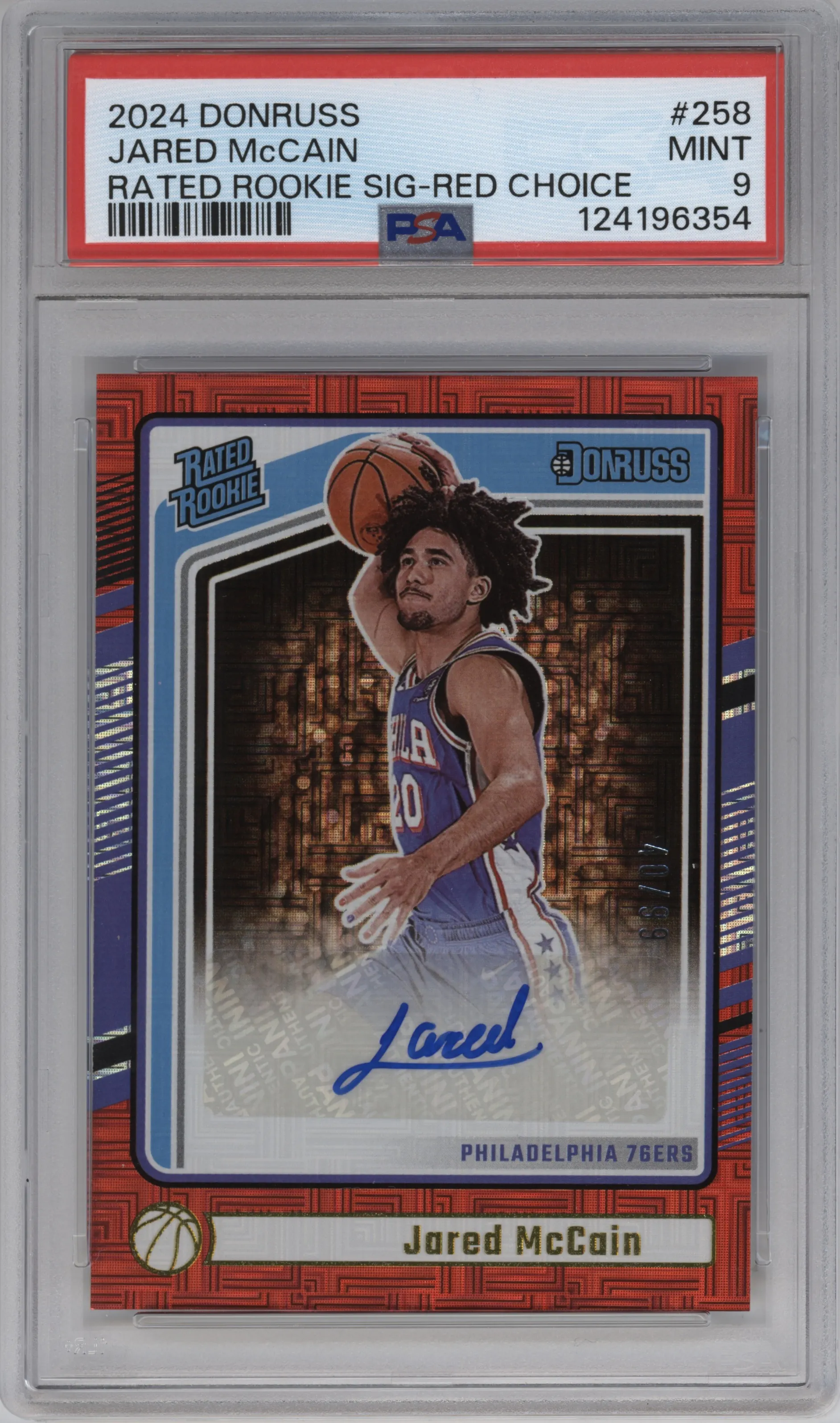 2024 Panini Donruss Rtd.Rke.Sig. Jared McCain Choice Red PSA 9