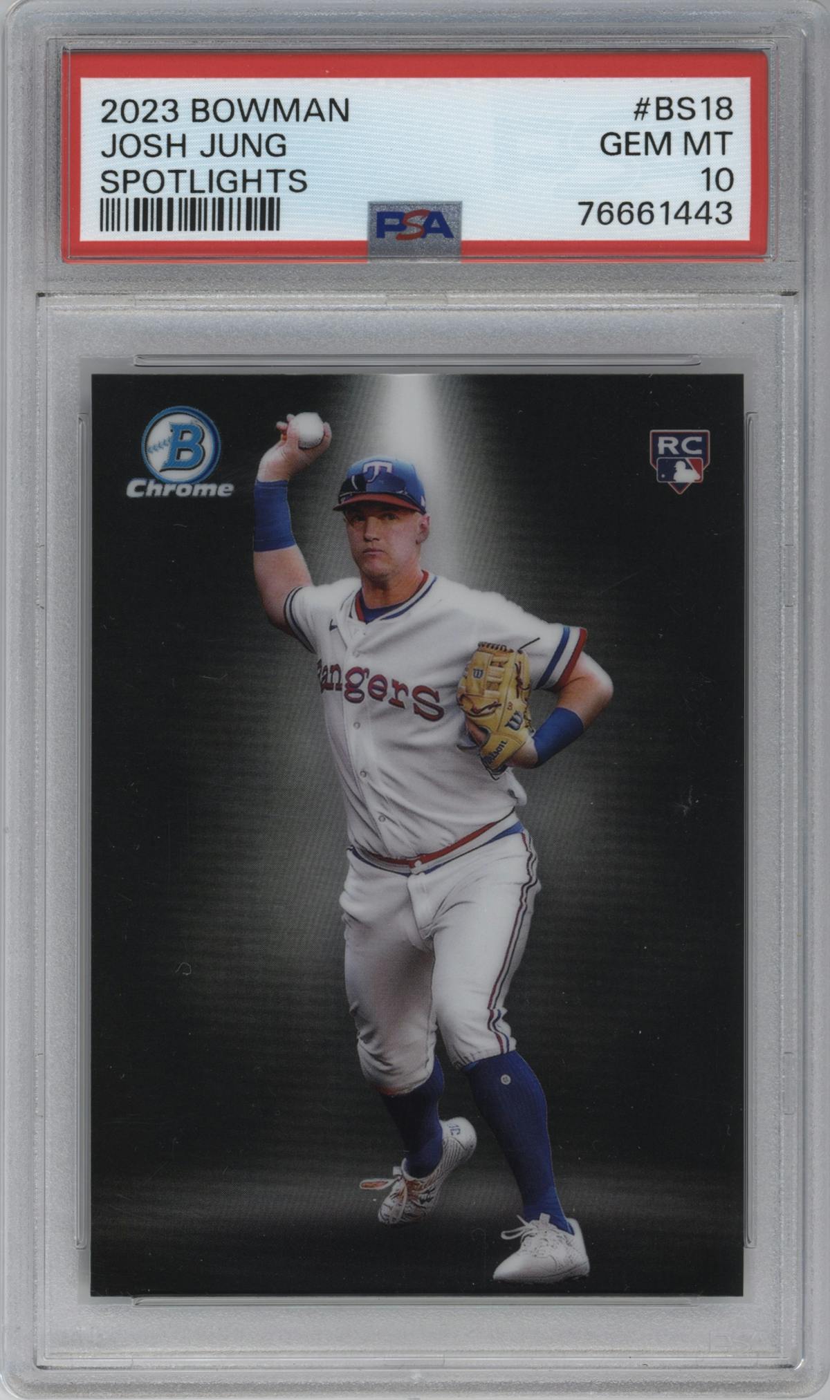 Josh Jung from the 2023 Bowman  set graded by PSA and given an overall grade of 10.