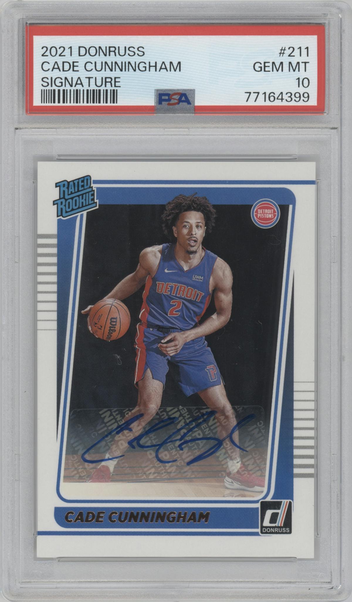 Cade Cunningham from the 2021-22 Panini Donruss set graded by PSA and given an overall grade of 10.