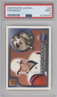 Tom Brady from the 2000 Pacific Aurora set graded by PSA and given an overall grade of 9.