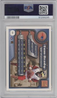 Tom Brady from the 2000 Pacific Aurora set graded by PSA and given an overall grade of 9.
