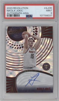 Nikola Jokic from the 2023-24 Panini Revolution set featuring a Asia  parallel graded by PSA and given an overall grade of 9.
