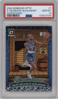 Shai Gilgeous-Alexander from the 2024-25 Donruss Optic set graded by PSA and given an overall grade of 10.