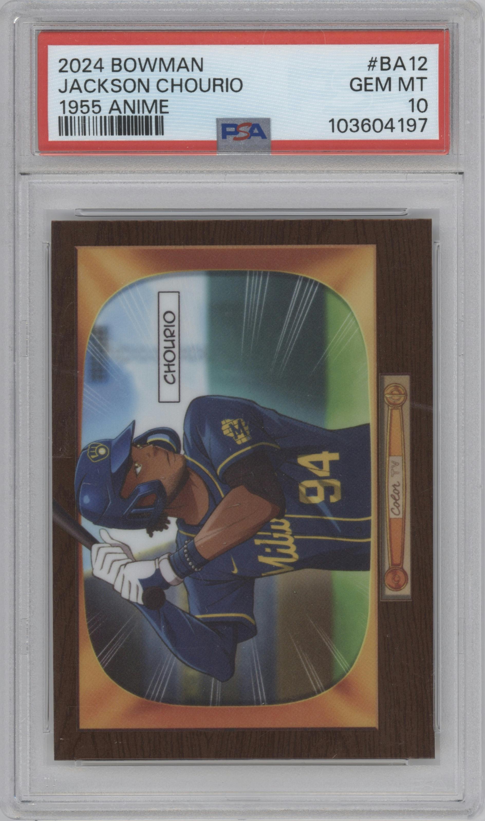 Jackson Chourio  from the 2024 Bowman set graded by PSA and given an overall grade of 10.