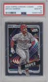 Bryce Harper from the 2024 Topps Cosmic Chrome set graded by PSA and given an overall grade of 10.