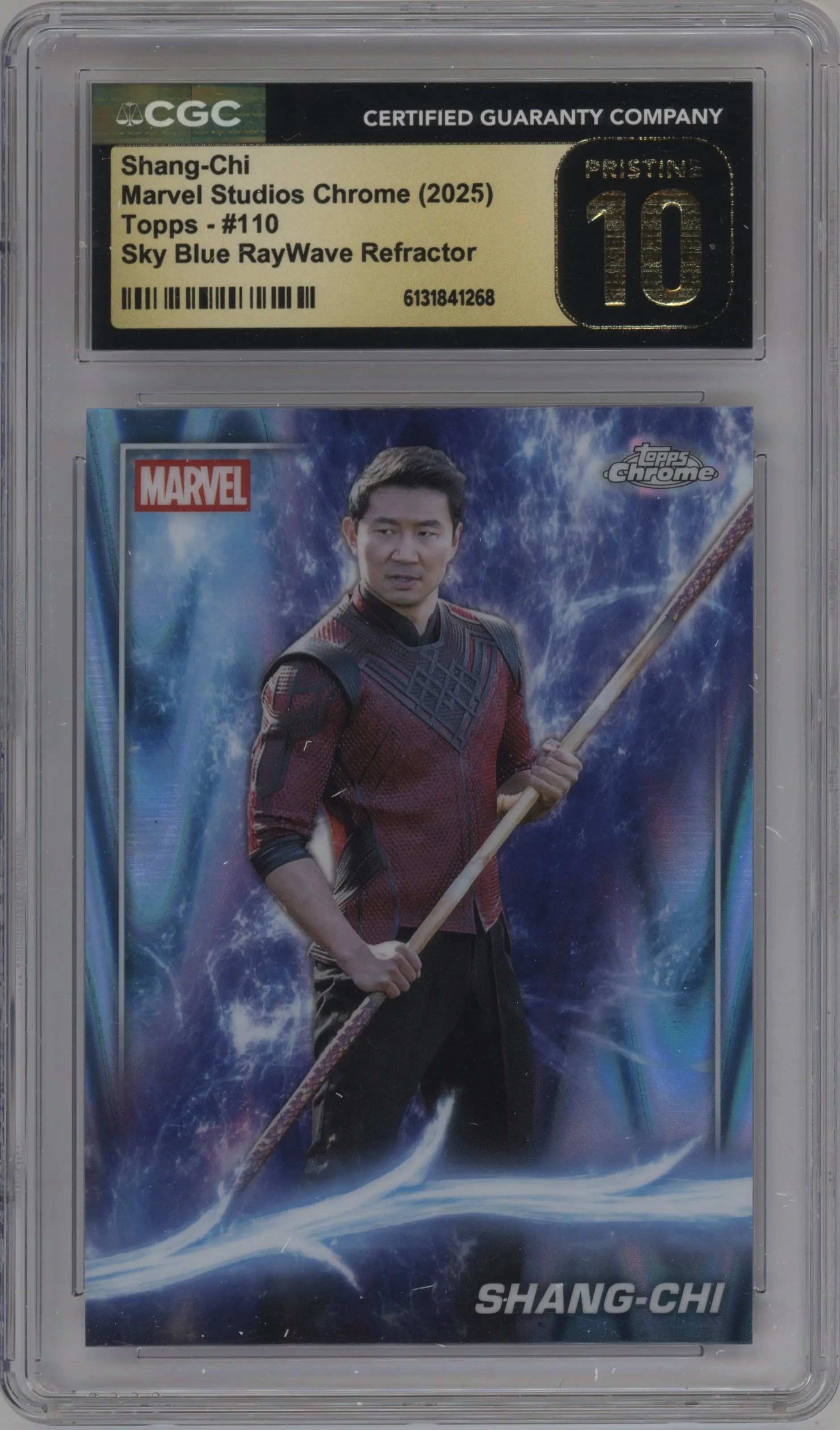 2025 Topps Chrome Marvel Studios Shang-Chi Sky Blue RayWave Refractor #110 CGC 10