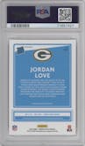 Jordan Love from the 2020 Panini Donruss Optic set featuring a Holo parallel graded by PSA and given an overall grade of 9.