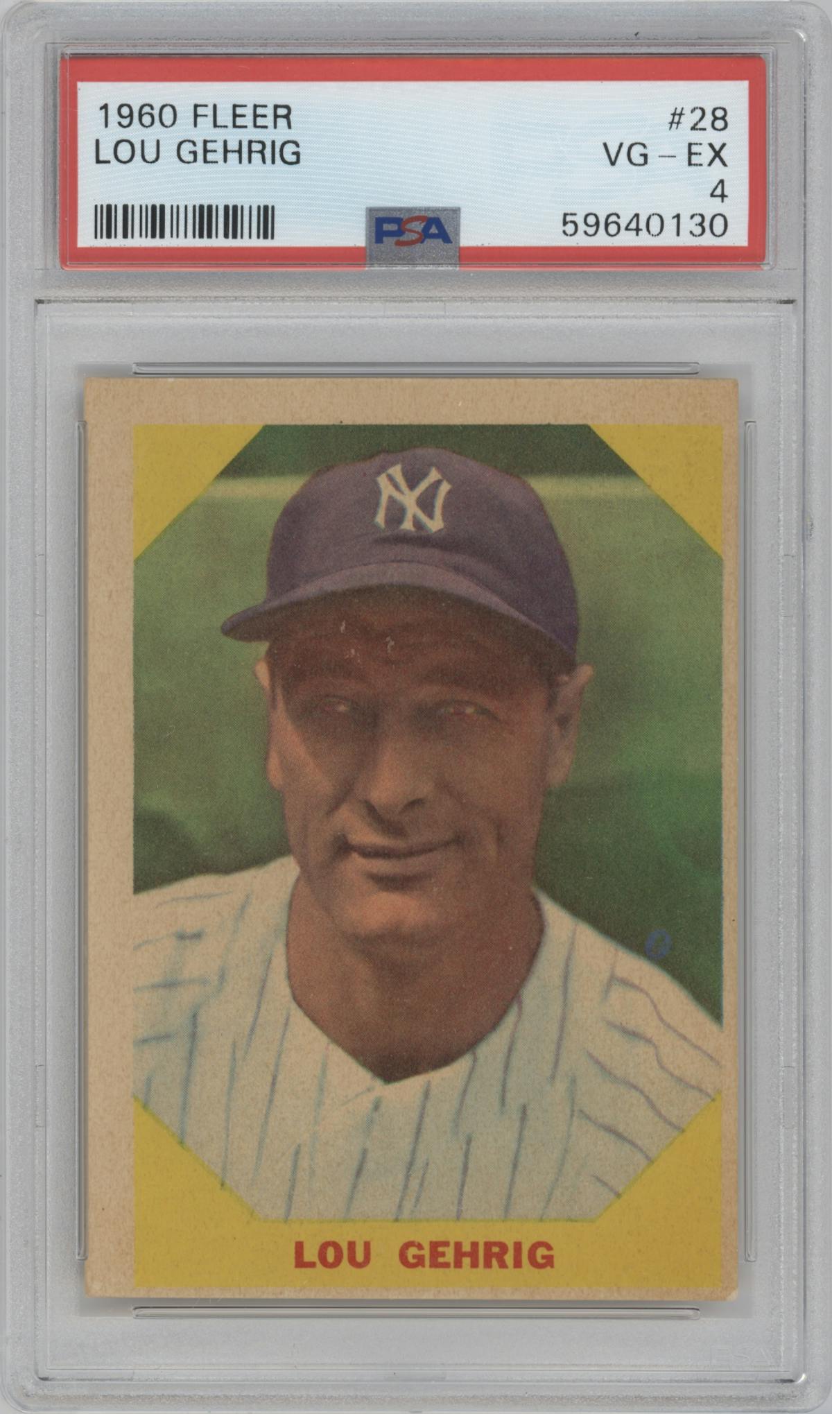 Lou Gehrig from the 1960 Fleer set graded by PSA and given an overall grade of 4.