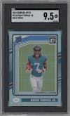 Brian Thomas Jr. from the 2024 Donruss Optic set featuring a Holo parallel graded by SGC and given an overall grade of 9.5.