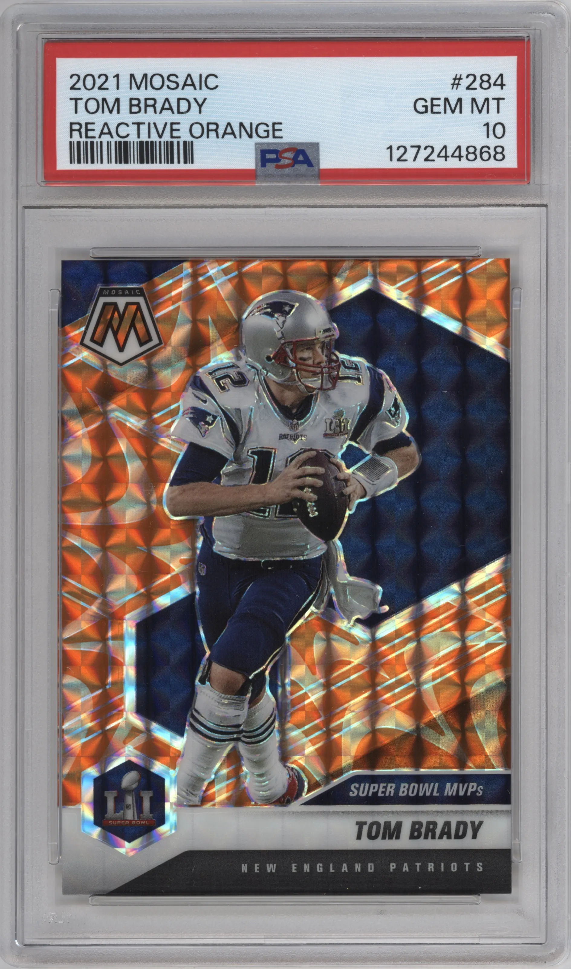 2021 Panini Mosaic Tom Brady Reactive Orange #284 PSA 10