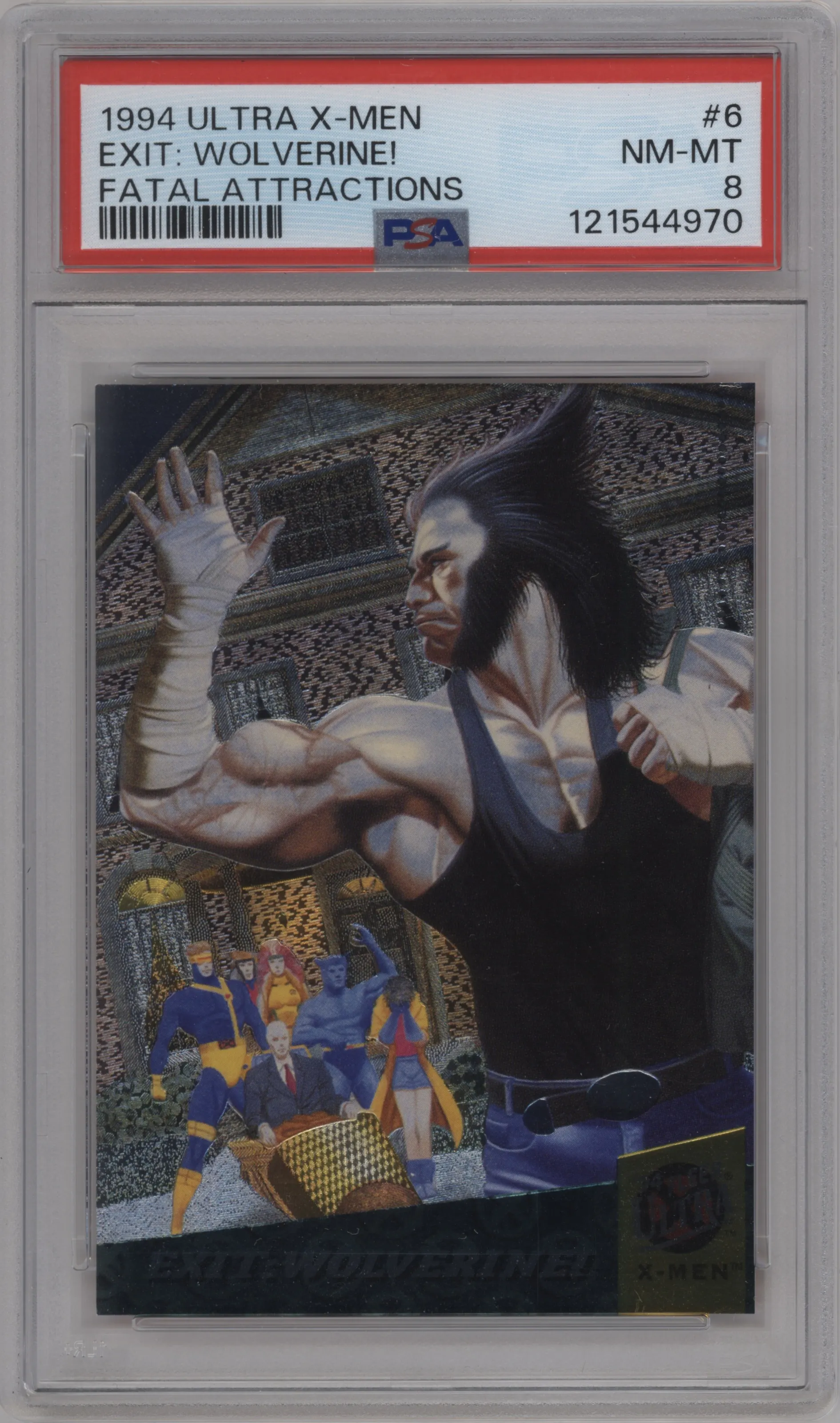 1994 Fleer Ultra X-Men Fatal Attractions Exit: Wolverine! PSA 8