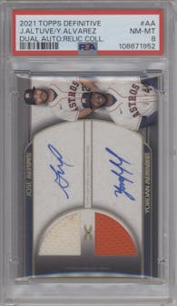 Yordan Alvarez/Jose Altuve from the 2021 Topps Definitive Collection set graded by PSA and given an overall grade of 8.