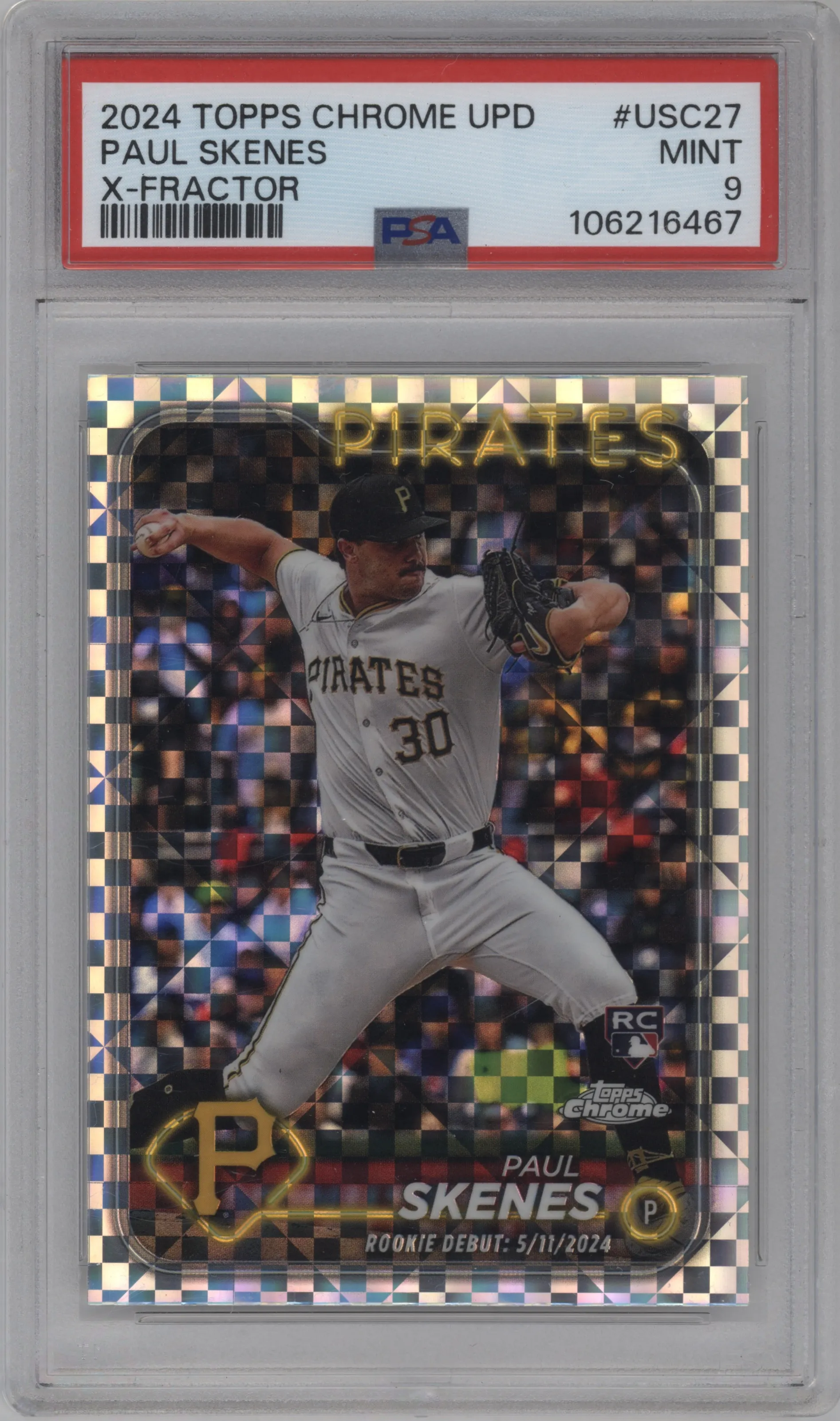 2024 Topps Chrome Update Paul Skenes X-Fractor PSA 9