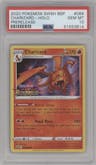 Charizard from the 2020 Pokemon SWSH set featuring a Vivid Voltage Prerelease promo parallel graded by PSA and given an overall grade of 10.