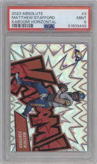 Matthew Stafford from the 2023 Panini Absolute set graded by PSA and given an overall grade of 9.