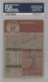 Roy Campanella from the 1953 Topps set graded by PSA and given an overall grade of 3.5.