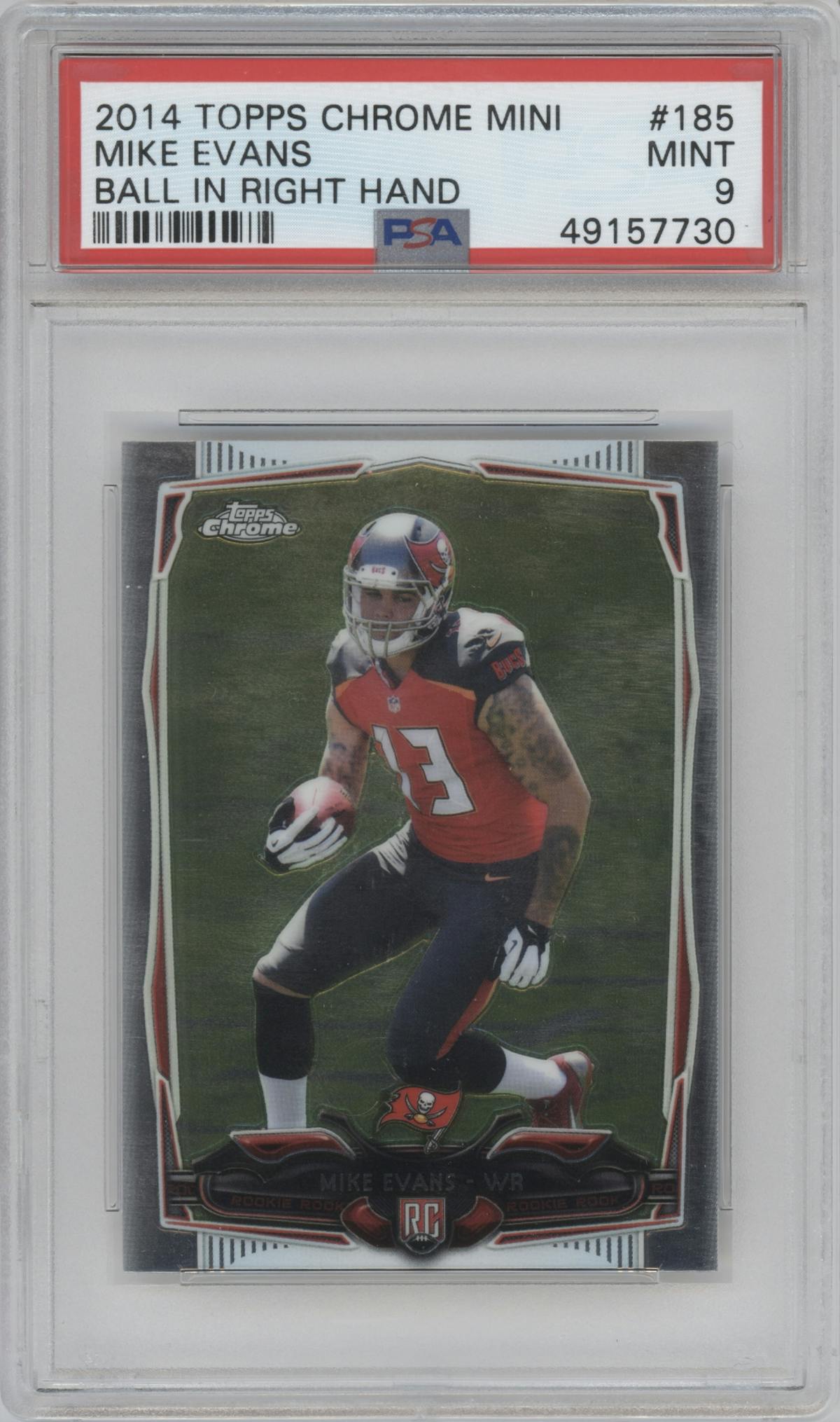 Mike Evans from the 2014 Topps Chrome Mini set graded by PSA and given an overall grade of 9.