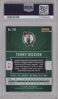 Terry Rozier from the 2015-16 Panini Prizm  set featuring a Red/White/Blue Prizm parallel graded by PSA and given an overall grade of 10.