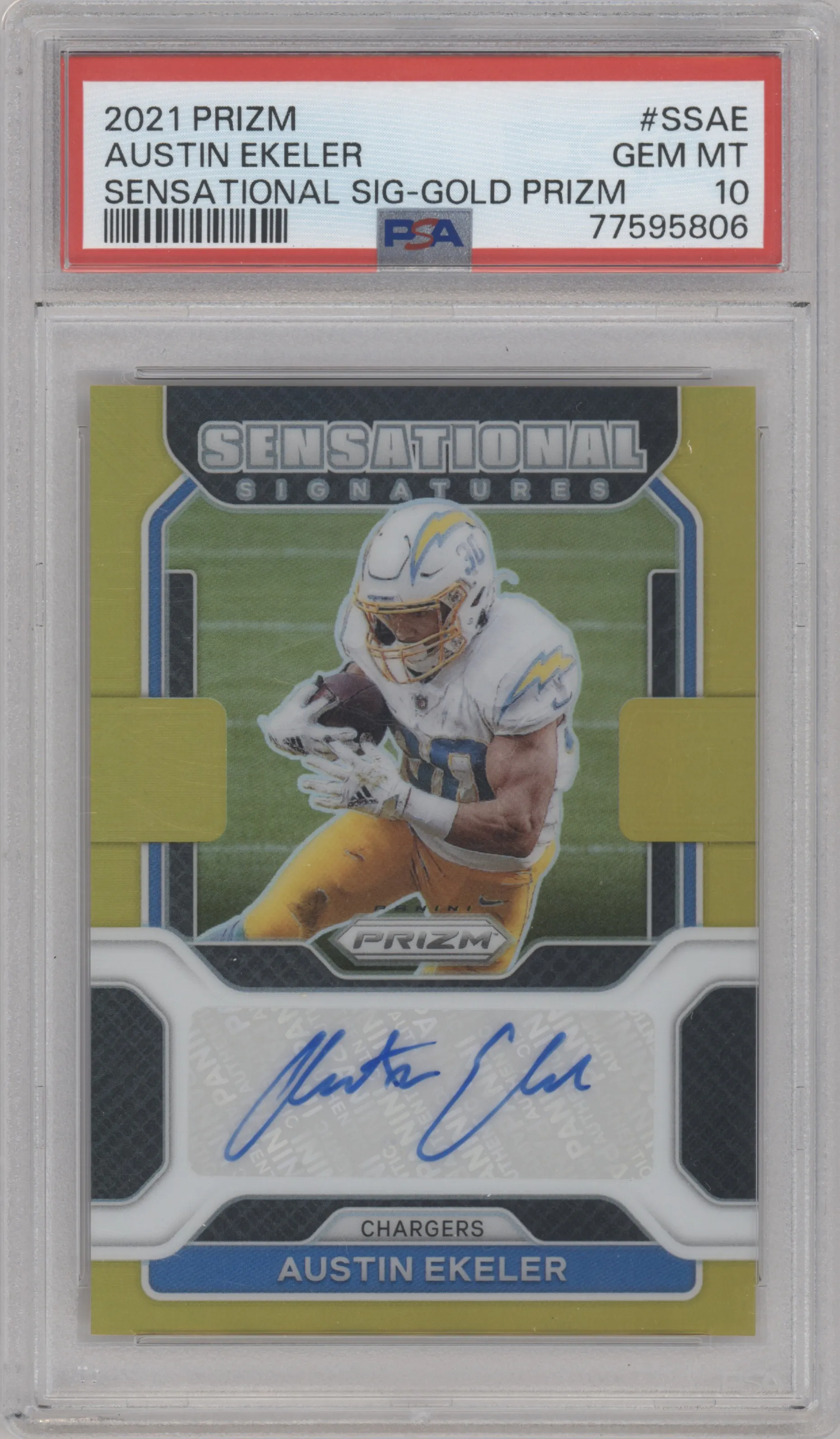 2021 Panini Prizm Sen.Sig. Austin Ekeler Gold Prizm #SS-AE PSA 10