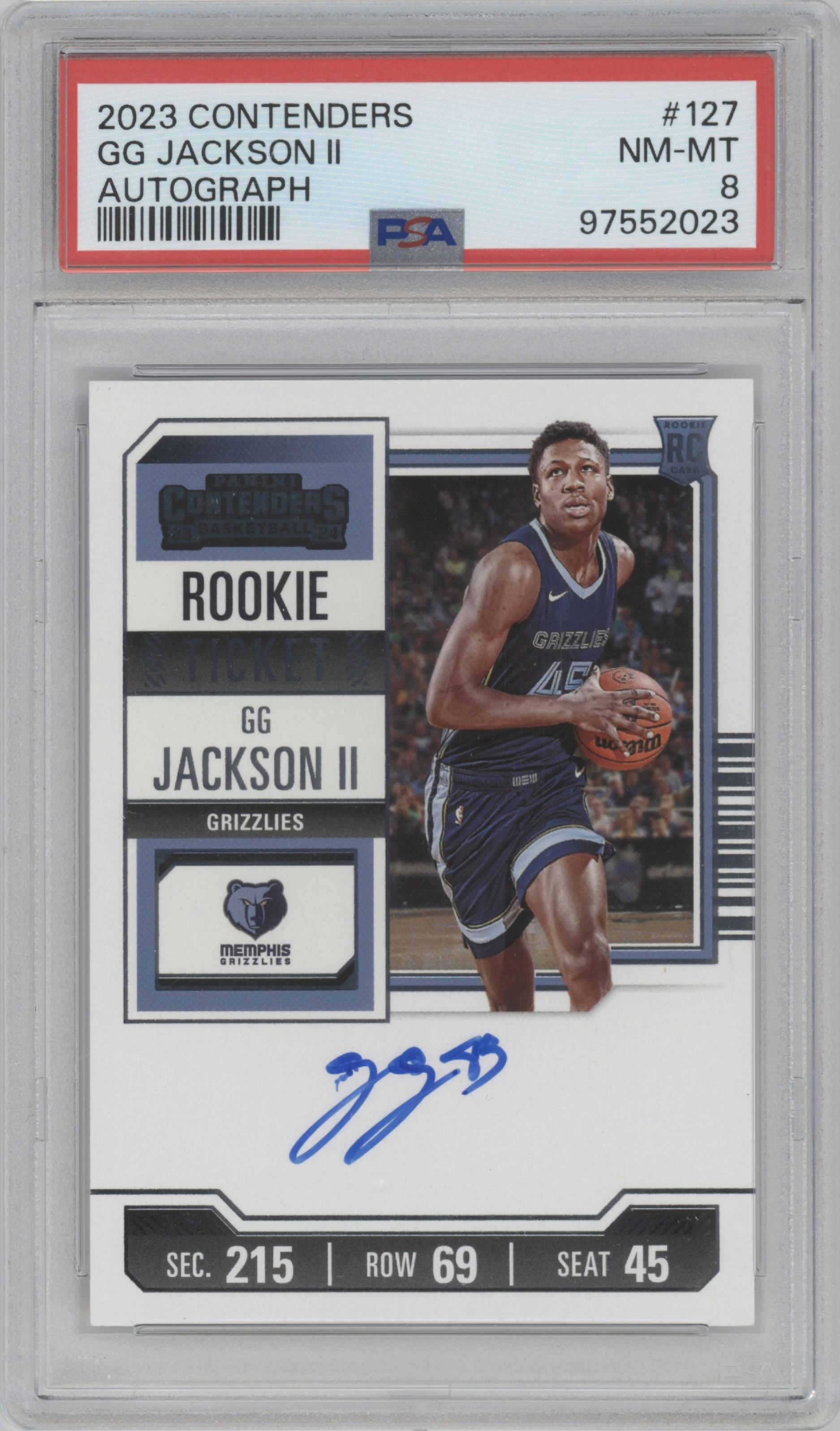 GG Jackson II from the 2023-24 Panini Contenders set graded by PSA and given an overall grade of 8.