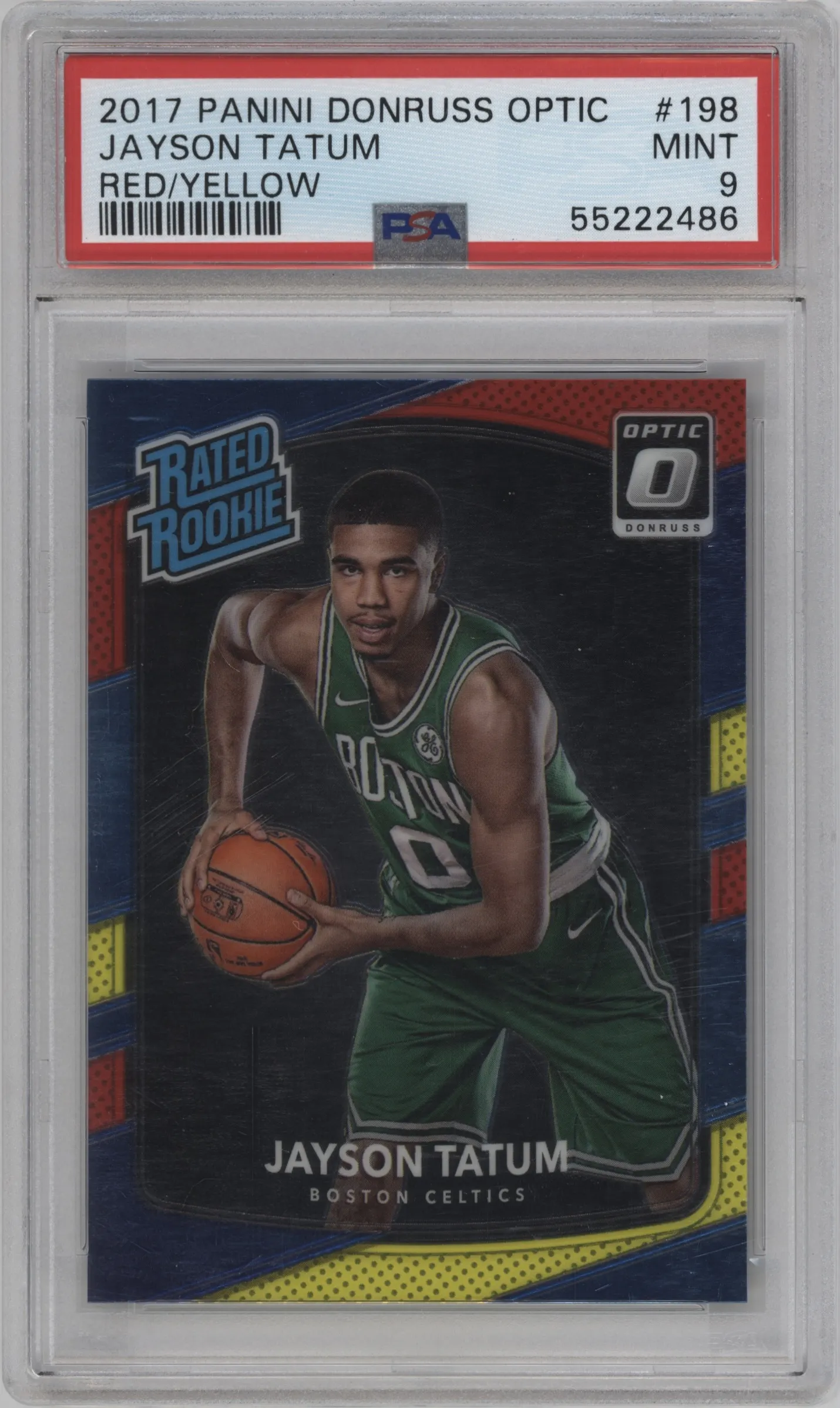 2017 Panini Donruss Optic Rated Rookie Jayson Tatum Red/Yellow PSA 9