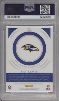 Ray Lewis from the 2022 Panini Honors set graded by PSA and given an overall grade of 10.