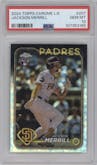 Jackson Merrill from the 2024 Topps Chrome Logofractor set graded by PSA and given an overall grade of 10.