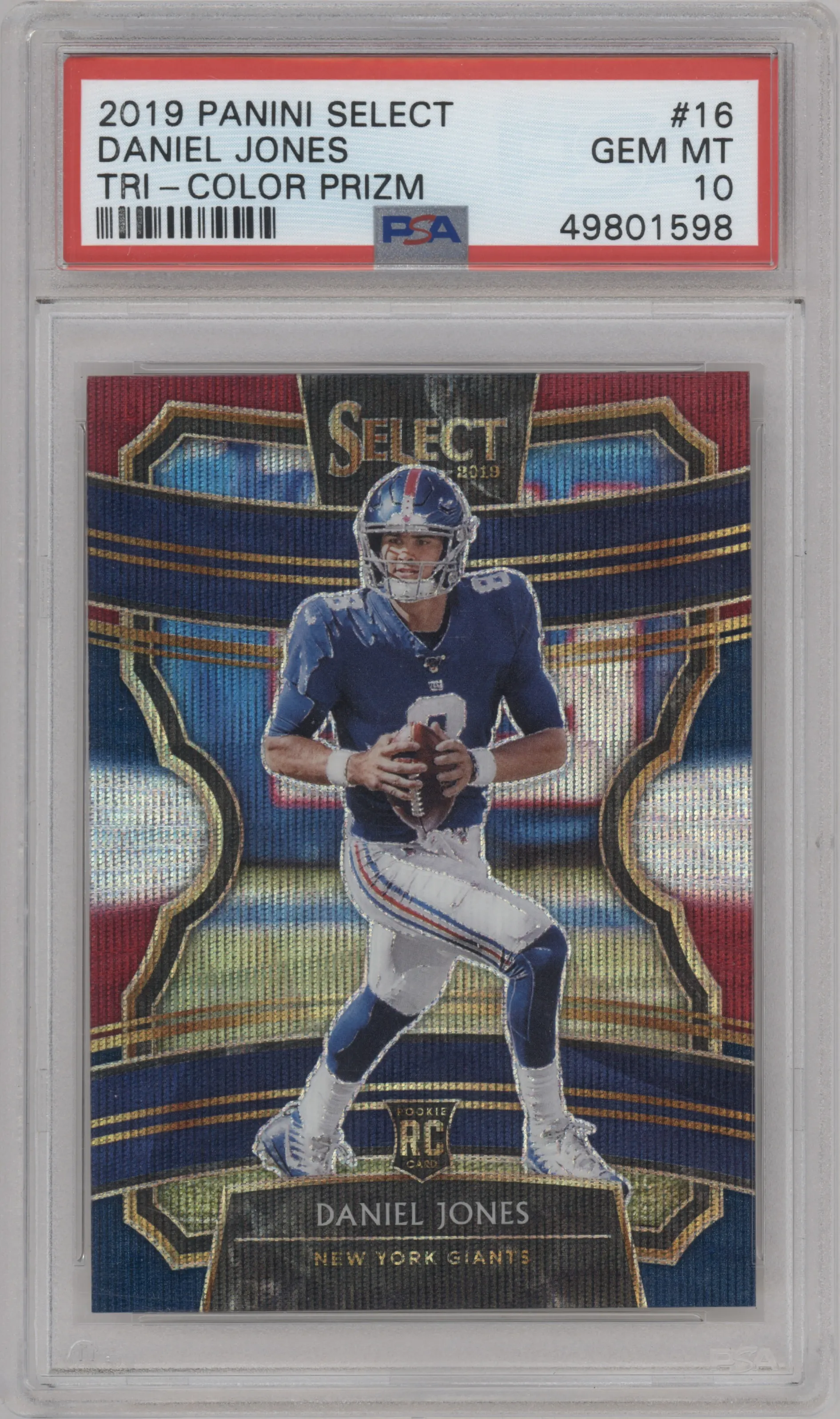 2019 Panini Select Daniel Jones Tri-Color #16 PSA 10