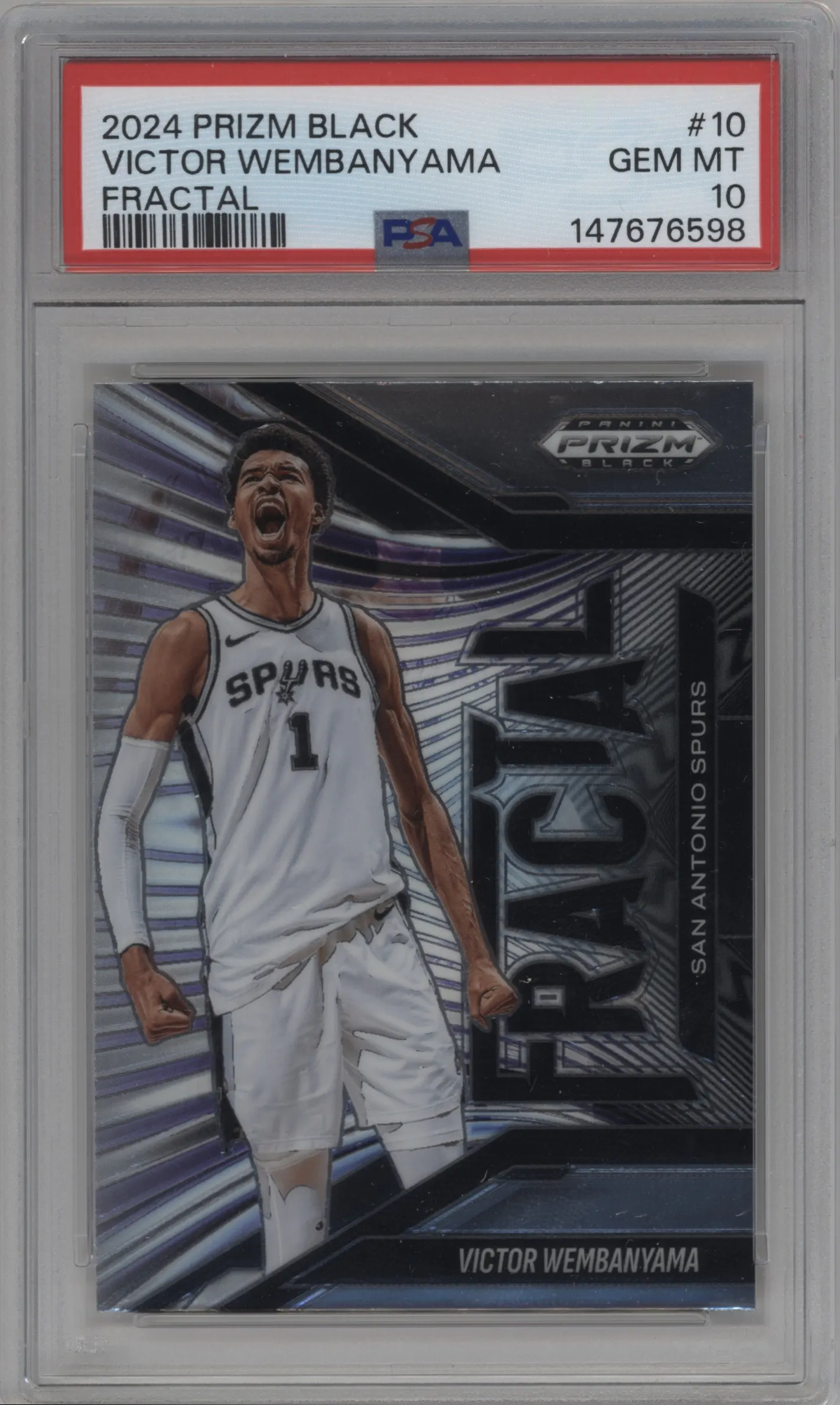 2024 Panini Prizm Black Fractal Victor Wembanyama #10 PSA 10