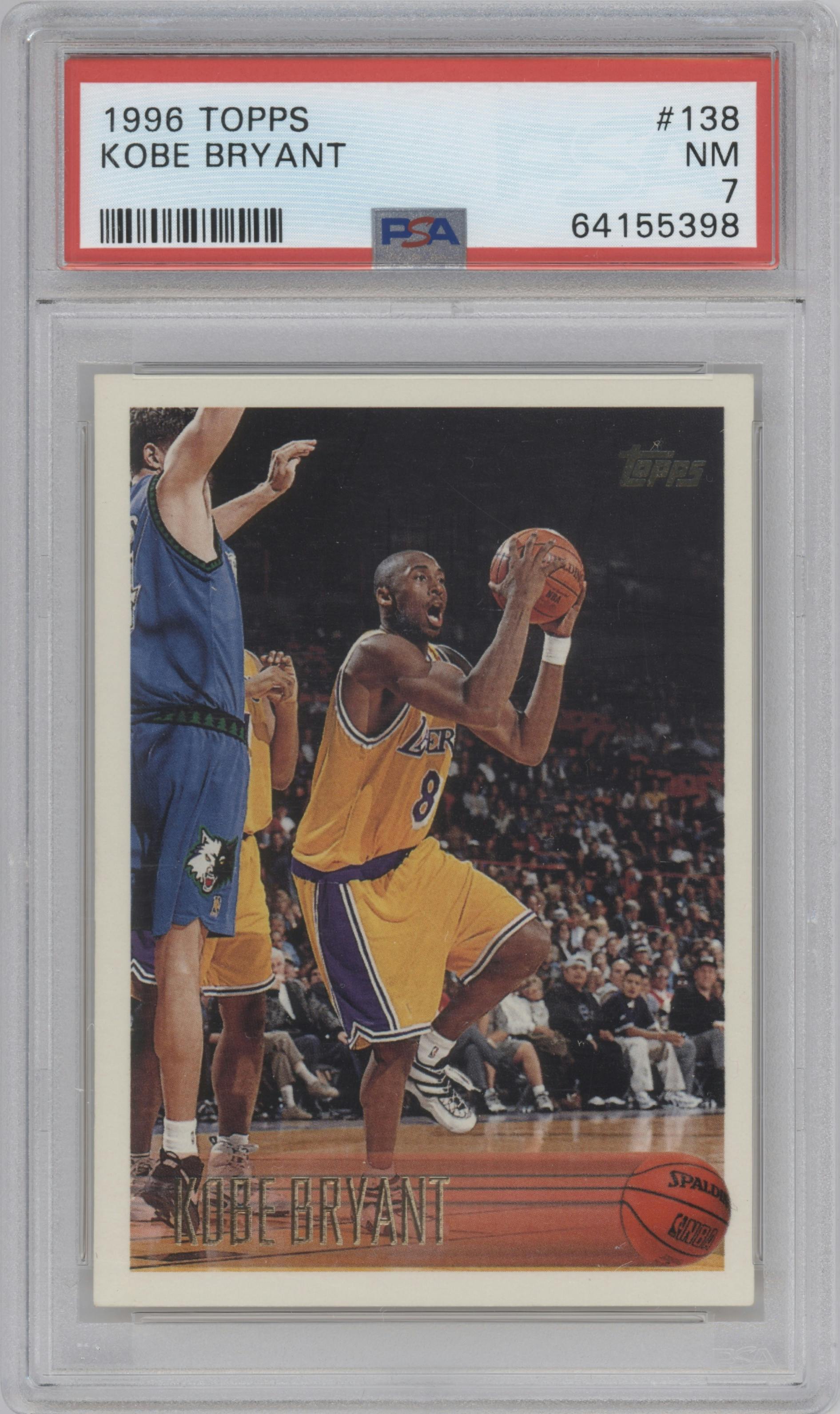 Kobe Bryant  from the 1996-97 Topps set graded by PSA and given an overall grade of 7.