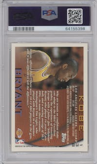 Kobe Bryant  from the 1996-97 Topps set graded by PSA and given an overall grade of 7.