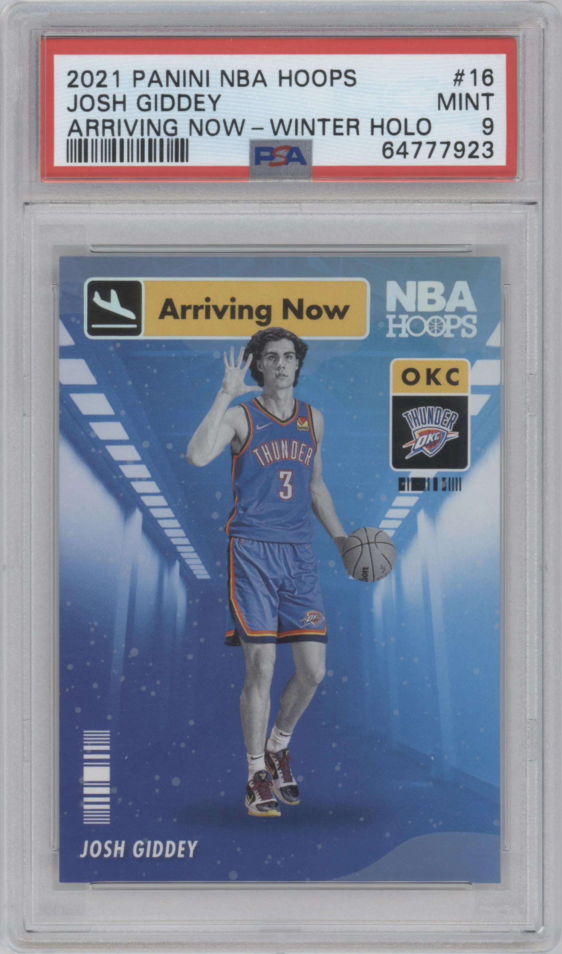 2021 Panini NBA Hoops Arriving Now Josh Giddey Winter Holo PSA 9