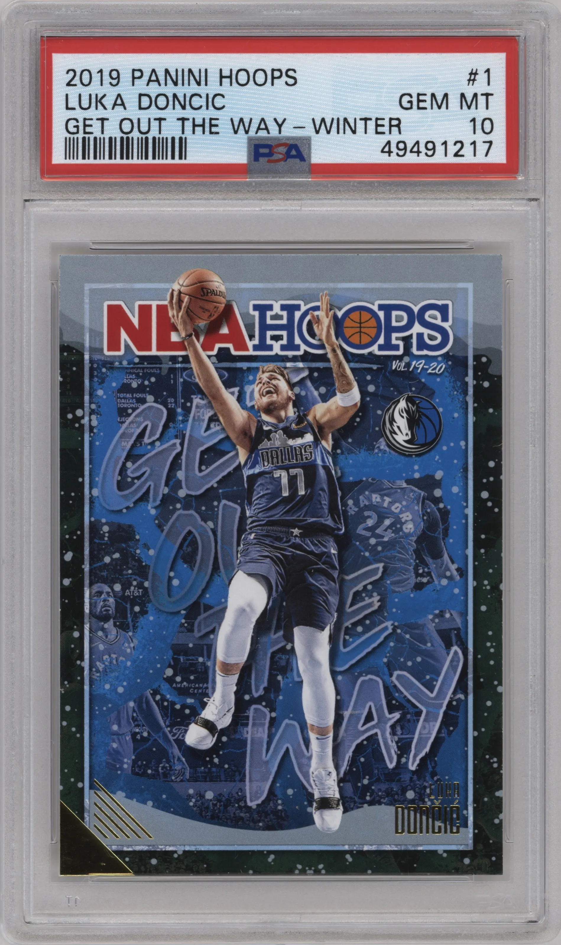 2019 Panini NBA Hoops Get Out the Way Luka Doncic Winter PSA 10