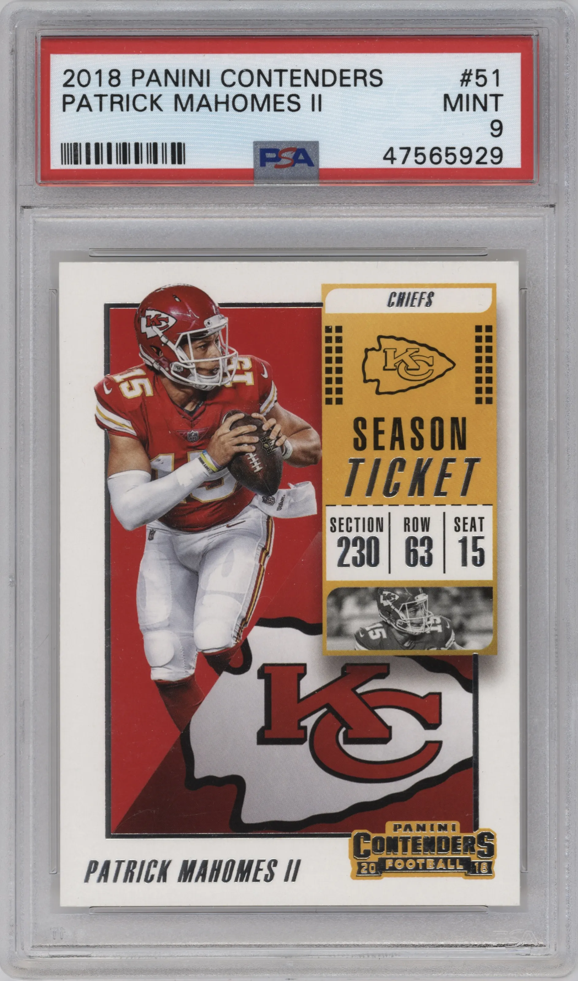 2018 Panini Contenders Patrick Mahomes II PSA 9