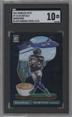 DK Metcalf from the 2021 Panini Donruss Optic set featuring a Black Pandora parallel graded by SGC and given an overall grade of 10.