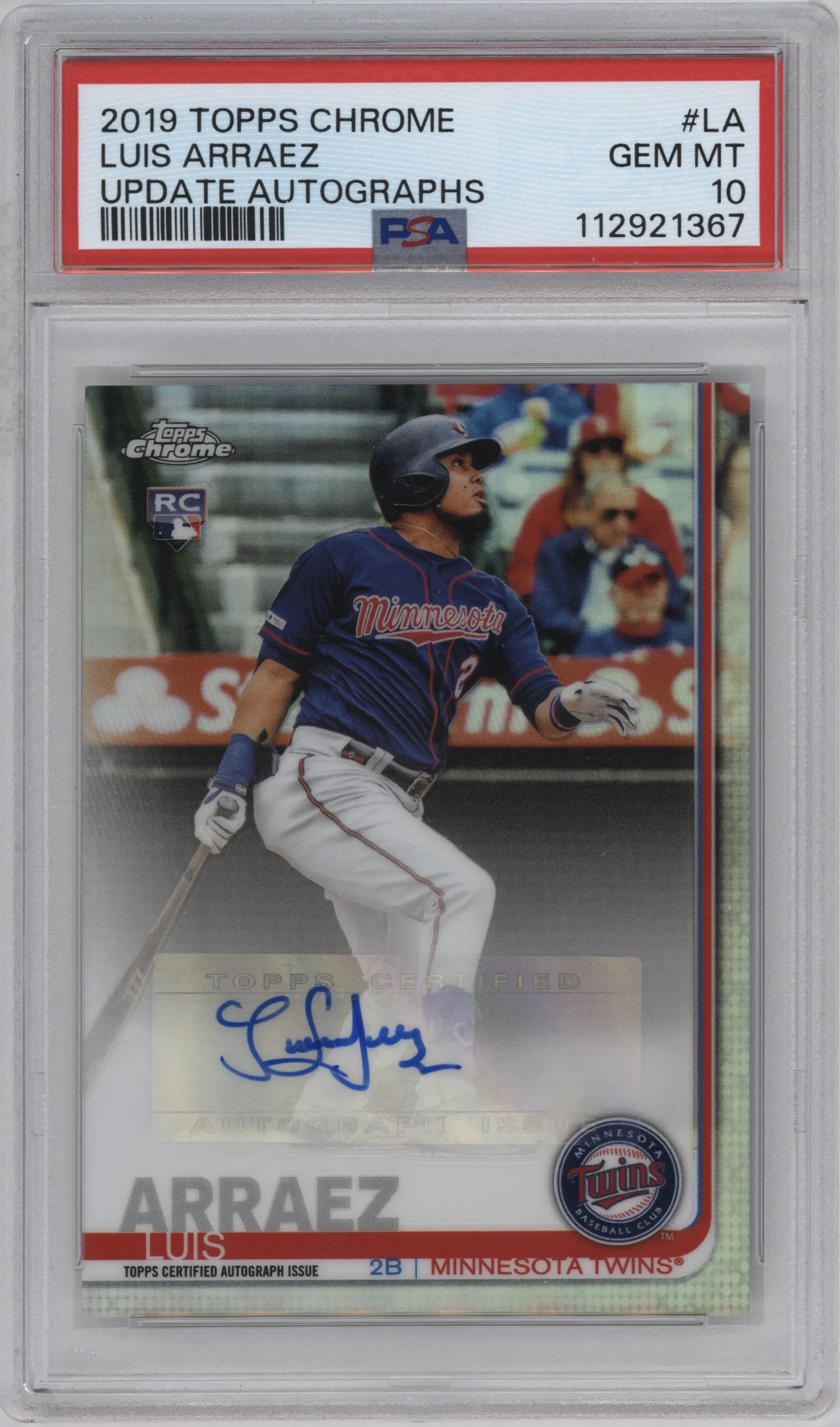 2019 Topps Chrome Update Auto Luis Arraez #CUA-LA PSA 10
