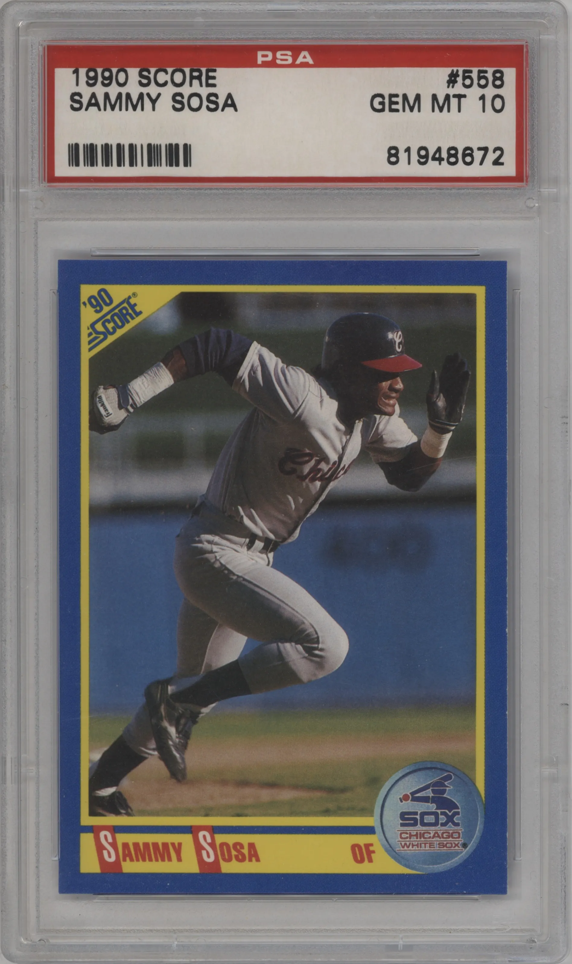 1990 Score Sammy Sosa PSA 10