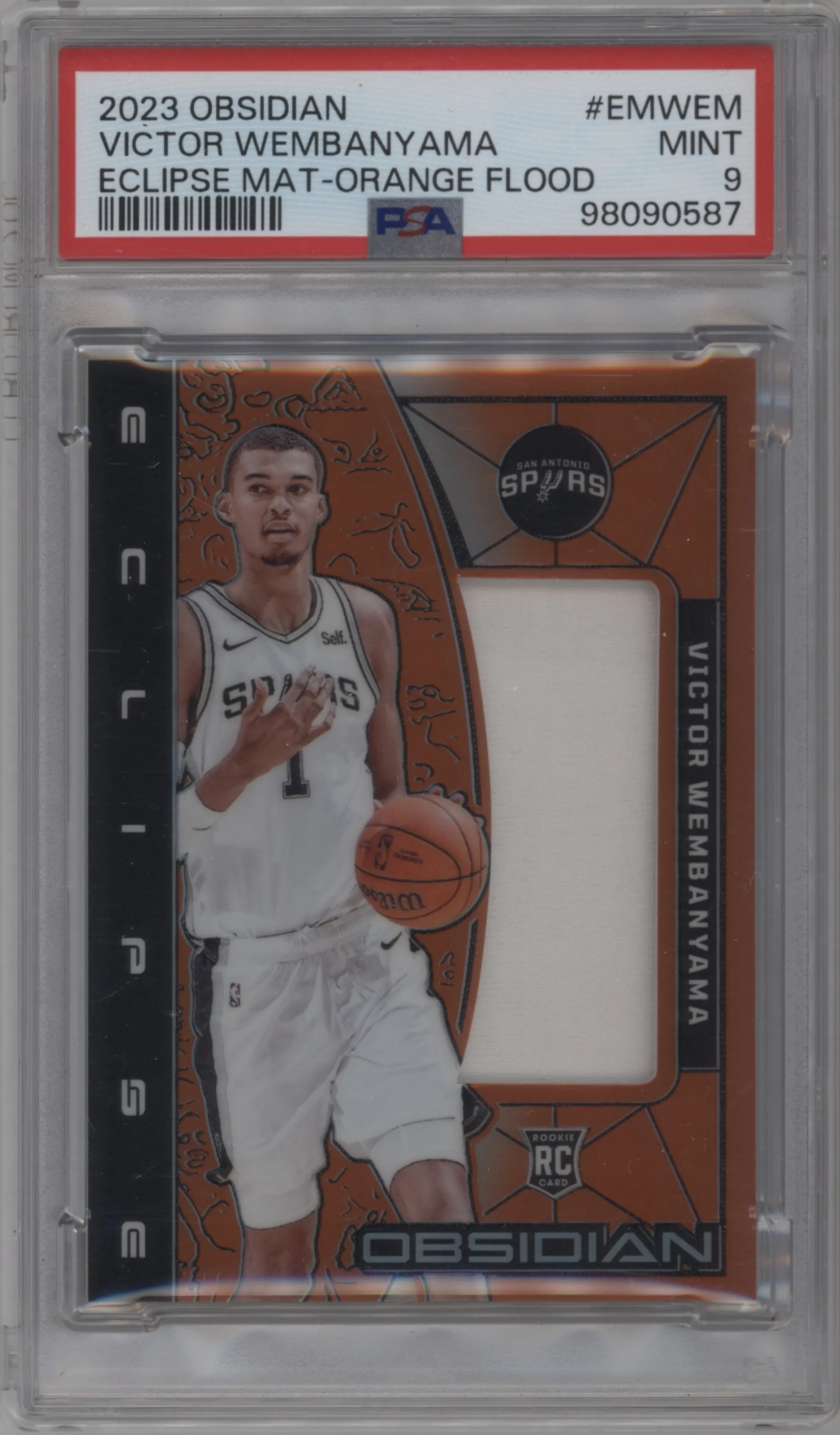2023 Panini Obsidian Eclipse Mat. Victor Wembanyama Orange Flood #EM-WEM PSA 9
